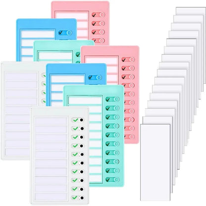 Kids Chore Chart with 5 Blank Cards - Plastic Checklist Board for Routine Planning with Detachable Cardstock To-Do List