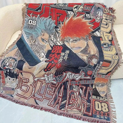 Anime Dragon Ball & One Piece Cotton Blanket – Casual Decorative Throw for Bed, Sofa, and Home Decor