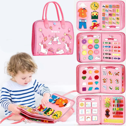 Montessori Busy Book – Portable Educational Toy for Toddlers, Travel Activity Board, Fine Motor Skills & Early Learning