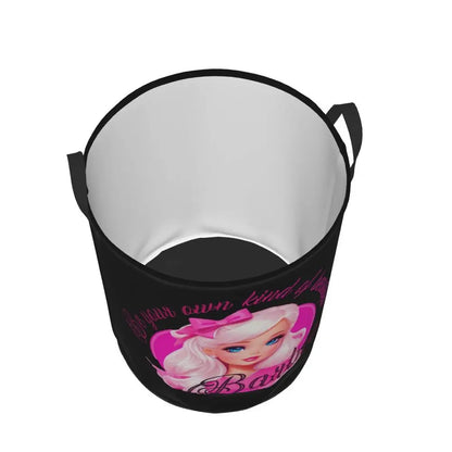 Custom Barbie Logo Laundry Basket – Collapsible Large Capacity Clothes Storage Bin, Disney Baby Hamper
