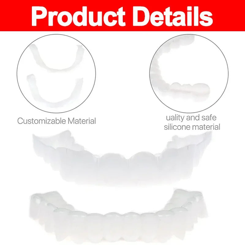 Teeth Veneers & Whitening Denture Kit – Temporary False Teeth Cover for Comfortable, Perfect Smile