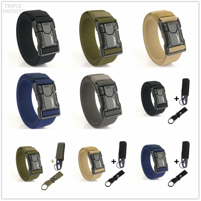 Aluminum Alloy Quick Release Tactical Belt – Durable Elastic Buckle for Men – Ideal for Outdoor, Army, Cowboy, and Hunting