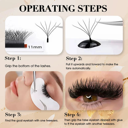 MASSCAKU W-Shaped Eyelash Extensions – 3D to 10D Natural Soft Lightweight Fans