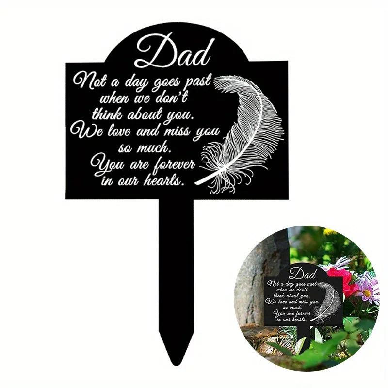 Waterproof Memorial Suncatcher Grave Marker – Black Remembrance Plaque Stake with Dove for Cemetery & Garden
