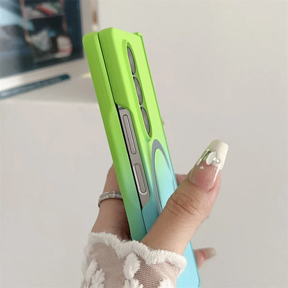 Gradient Dual Color Magnetic Liquid Silicone Phone Case for Samsung Galaxy Z Fold 7 / 6 / 5 / 4 / Z Fold 3 – MagSafe Compatible Shockproof Cover with Soft Touch Protection