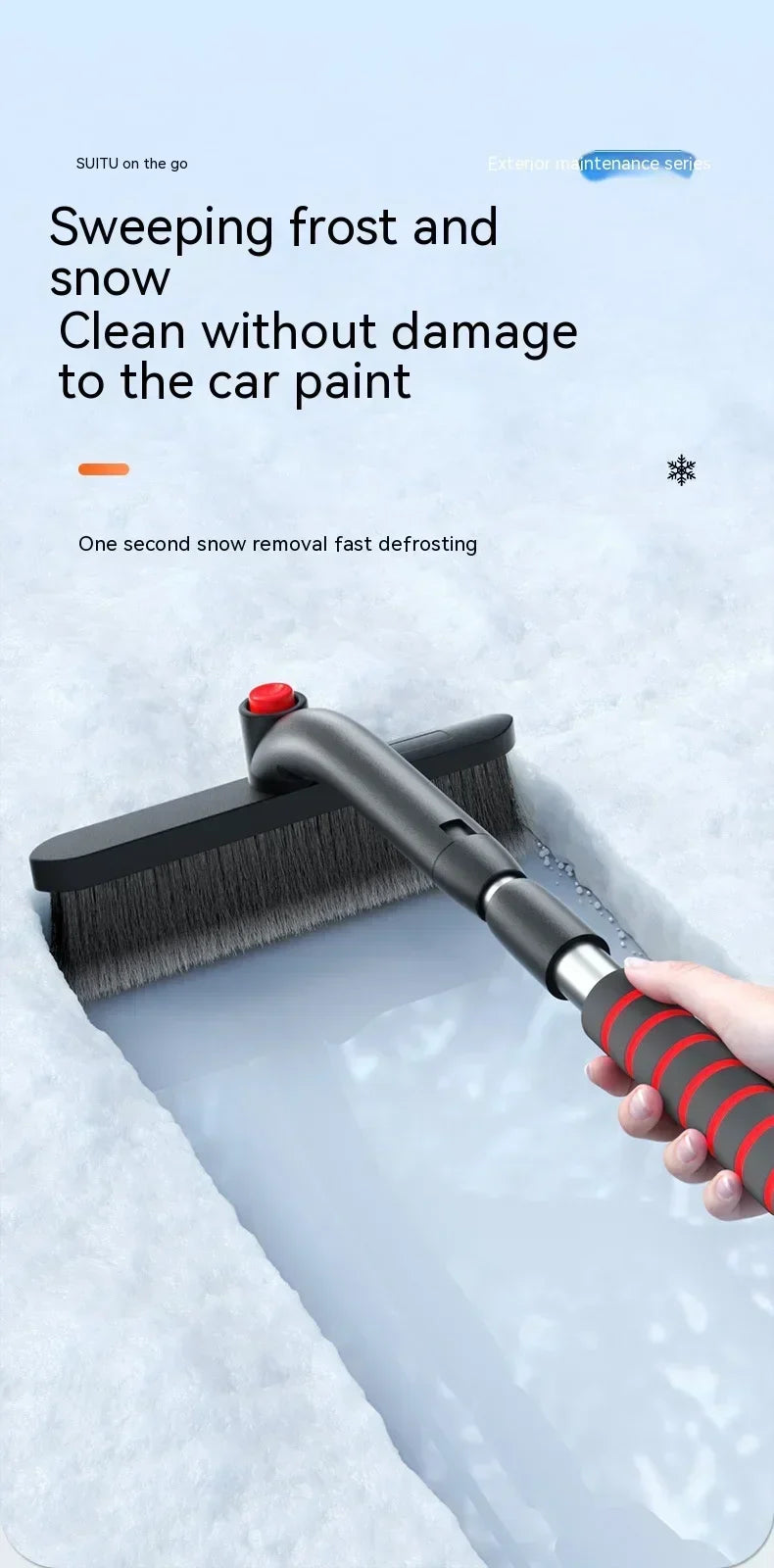 Winter Car Snow Shovel & Ice Scraper – Extendable Detachable Windshield Cleaning Brush Tool