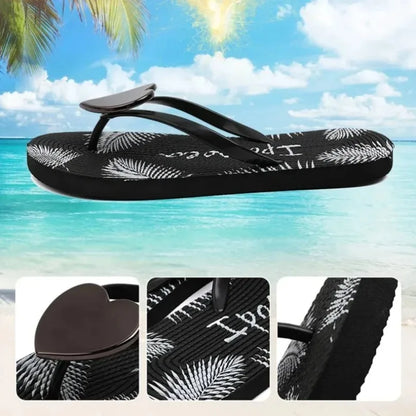 Women’s Heart Love Cloud Flip Flops - Summer Beach, Home & Bathroom Platform Slides