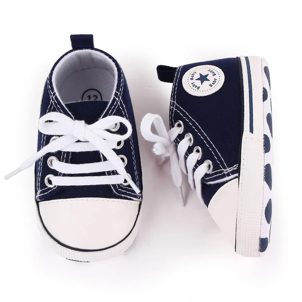 New Baby Shoes for Boys & Girls – Classic Canvas Casual Sneakers, Soft Sole Non-Slip Toddler Walkers D2486