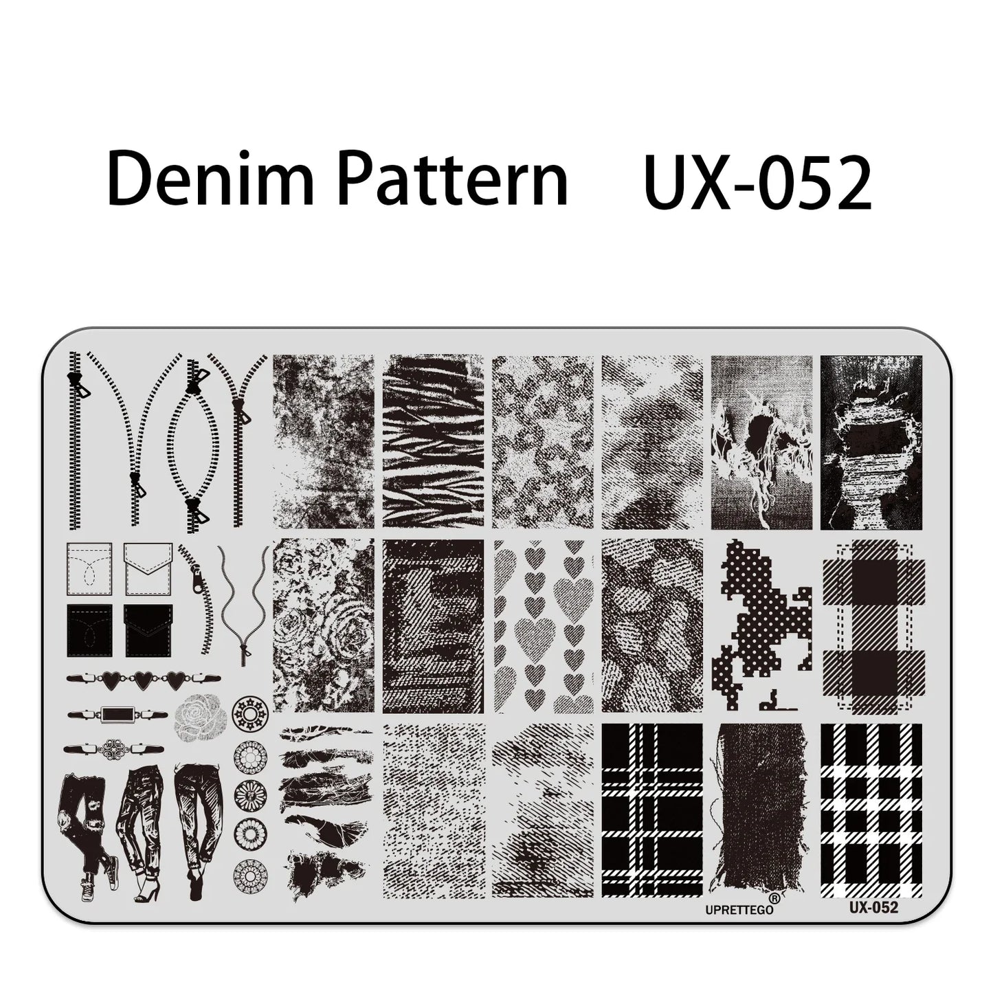 UX Serial 2 Stainless Steel Stamping Plate Template – Vintage Abstract Fabric Texture Pattern for Nail Art, Floral Lace, Xmas & Halloween Designs (UX52)