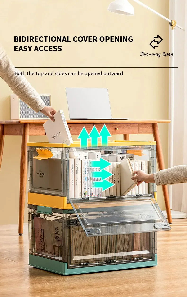 Foldable Transparent Storage Trunk – Large Capacity Plastic Organizer for Clothes and Home Wardrobe