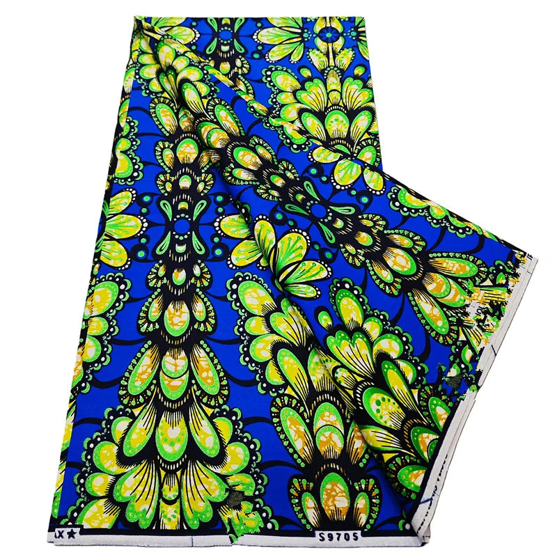 African Real Wax Print Fabric - 6 Yards 100% Cotton Ghana Ankara Loincloth Material