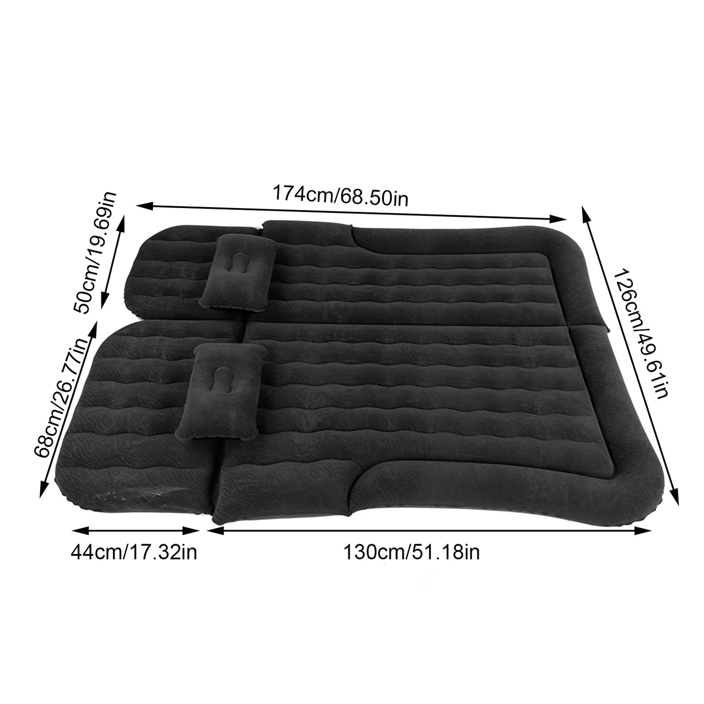 2-in-1 Car Inflatable Bed – PVC Flocking Travel Mattress & Soft Cushion for Car & SUV