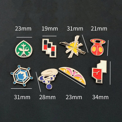 Pokémon Gym Badges Box Set – Kanto, Johto, Hoenn, Sinnoh, Unova, Kalos & Orange Islands Region Pins and Brooches