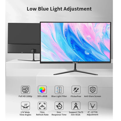GreBear 24-Inch IPS Computer Monitor – FHD 1080p, 99% sRGB, Ultra Slim LED, 5ms Response, Low Blue Light