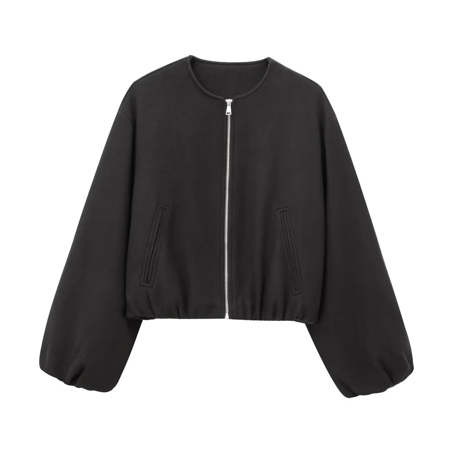 TRAF Women’s Red Zipper Bomber Jacket – Soft Cropped Sports Jacket, Long Sleeve 2024 Outerwear