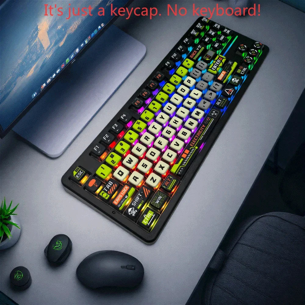 Doomsday Crossing 125-Key Keycap Set - Translucent Pudding PBT+PC Keycaps for MX Switch Mechanical Keyboards