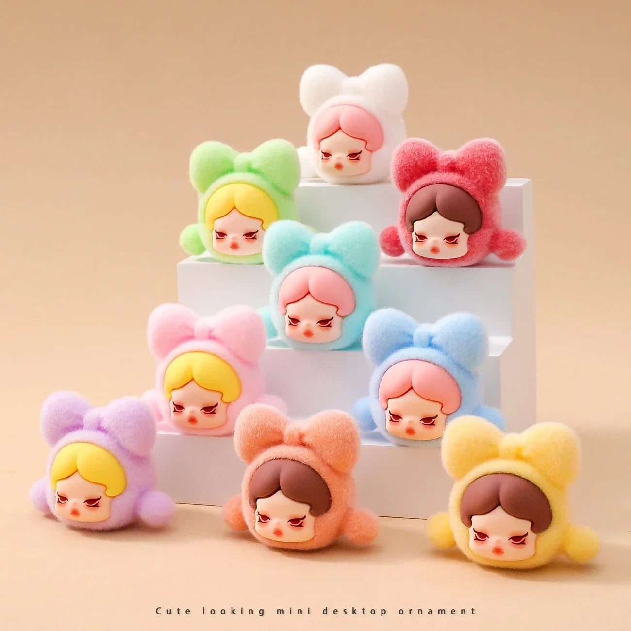 10pcs Lububu Anime DIY Flocked Action Figures — Kawaii Desktop & Car Pendant Dolls, Christmas Gift Toy