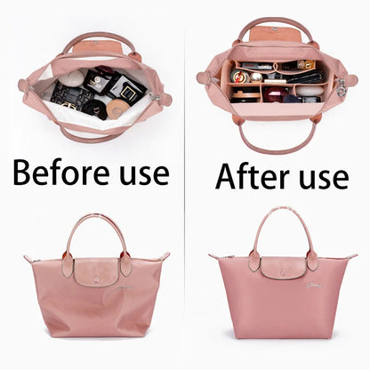 Makeup Organizer Felt Insert Bag: Portable Travel Inner Purse for Women's Handbag - Fits Various Brand Cosmetic Bags