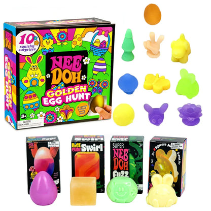 2026 Nee-Doh Golden Egg Blind Box Toy – Squishy Surprise Stress Relief Squeeze Toy for Kids Easter Party Gift