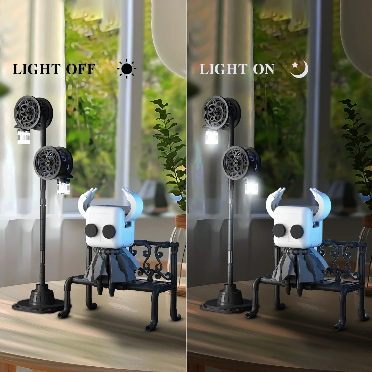 370PCS Hollow Knight Building Blocks Set – Ghost Model with Street Lighting, DIY Educational Toy for Kids