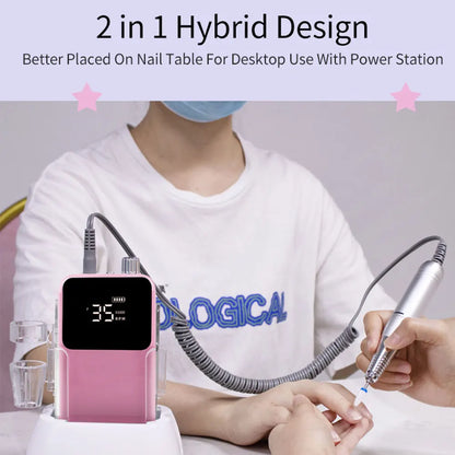 Professional Electric Nail Drill – 35000RPM Rechargeable Nail File for Gel Nails, Low Noise Sander, Nail Accessories