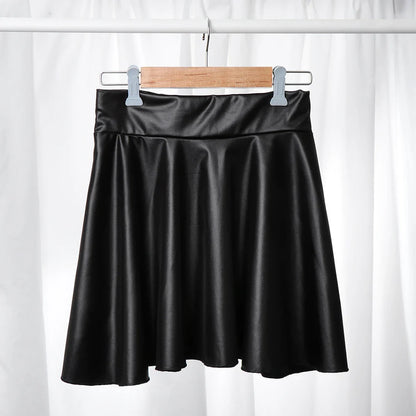 Women’s High Waist Mini Skirt — Elastic Faux Leather Short Skirt
