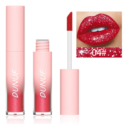 18-Color Sexy Red Diamond Glitter Lip Gloss – Metallic, Waterproof, Long-Lasting Matte Shimmer Liquid Lipstick for Women