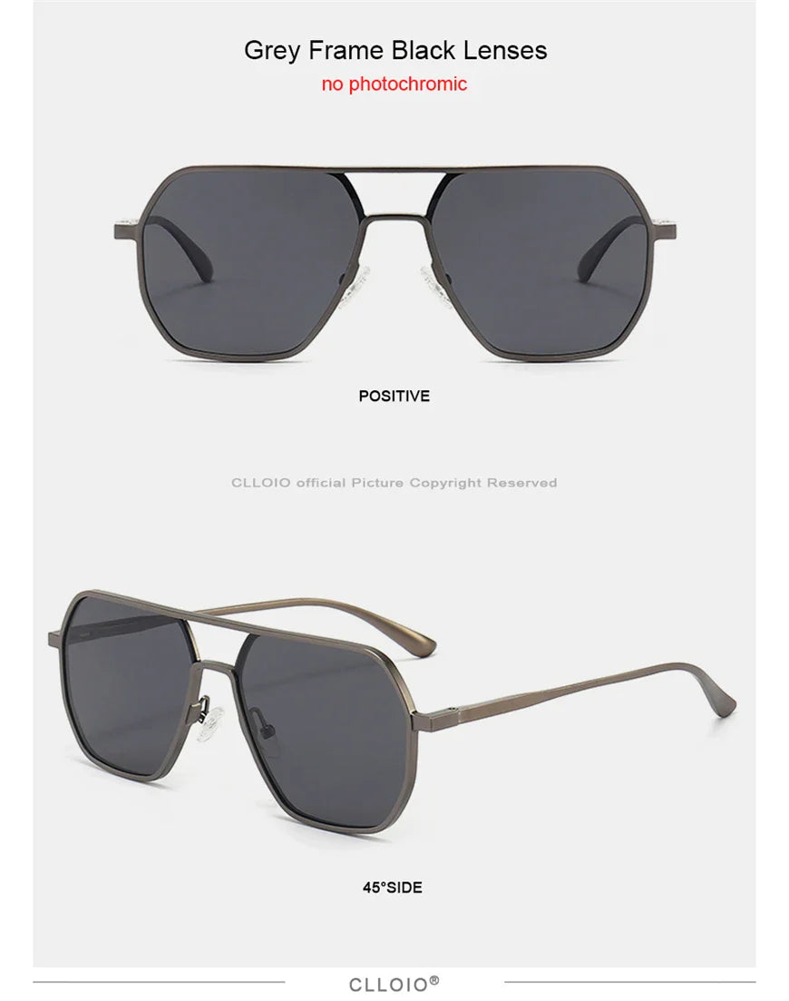 CLLOIO Fashion Aluminum Photochromic Sunglasses – Polarized Chameleon Anti-Glare Driving Glasses for Men & Women