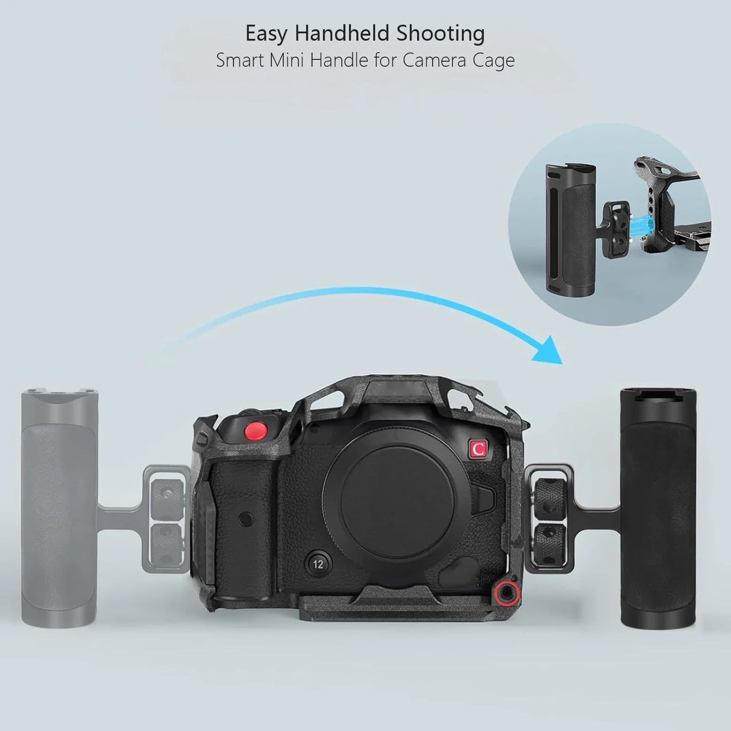 Probty Mini Side Handle Handgrip – Cold Shoe & 1/4"-20 Mount for DSLR/Digital Camera Cage