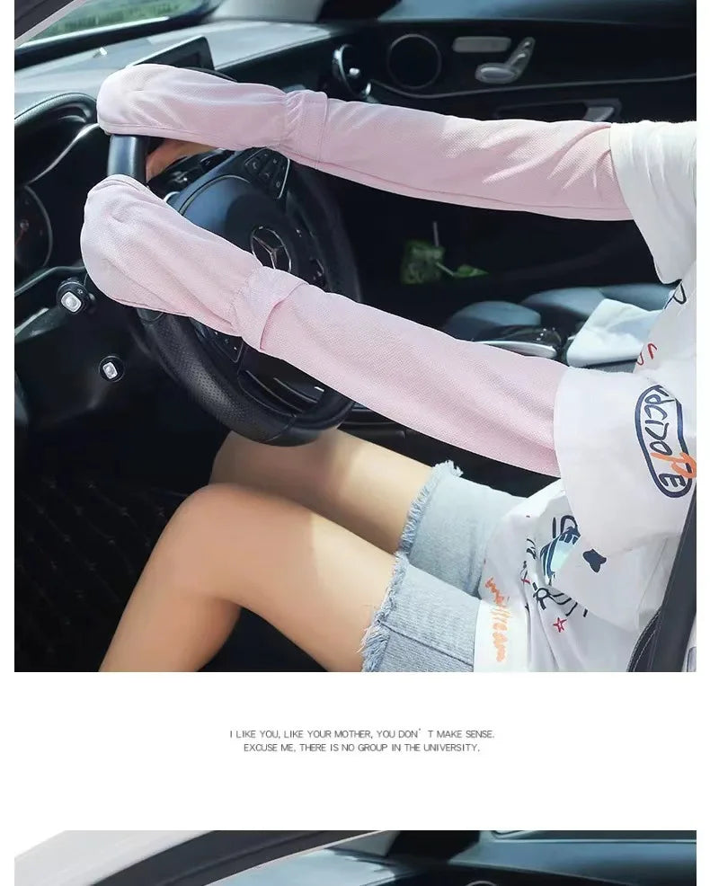 Women’s Large Ice Sleeve Gloves – Summer UV Protection Driving Arm Sleeves, Loose & Breathable
