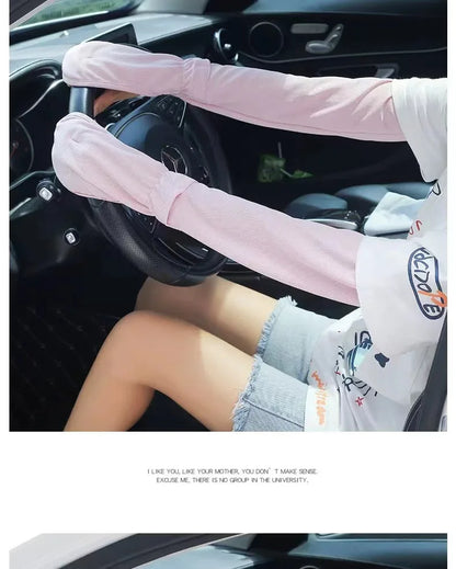Women’s Large Ice Sleeve Gloves – Summer UV Protection Driving Arm Sleeves, Loose & Breathable