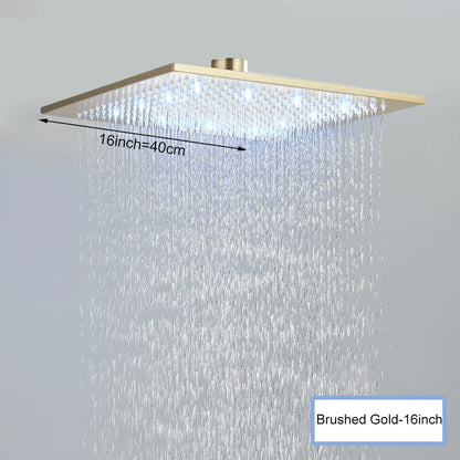 Black Ceiling Mounted LED Rainfall Shower Head – Intelligent Remote Control Concealed Waterfall Tap