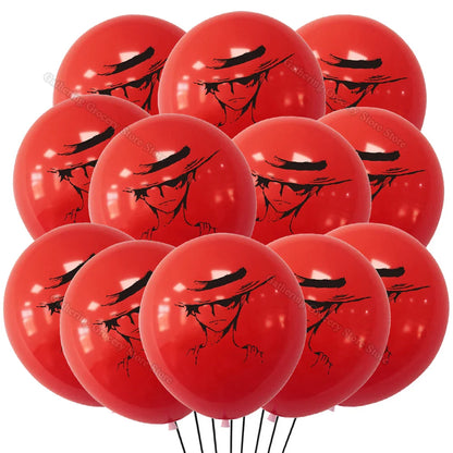 12/24Pcs One Piece Luffy Pirate Flag Balloons – Latex Helium Party Decorations for Kids' Birthday