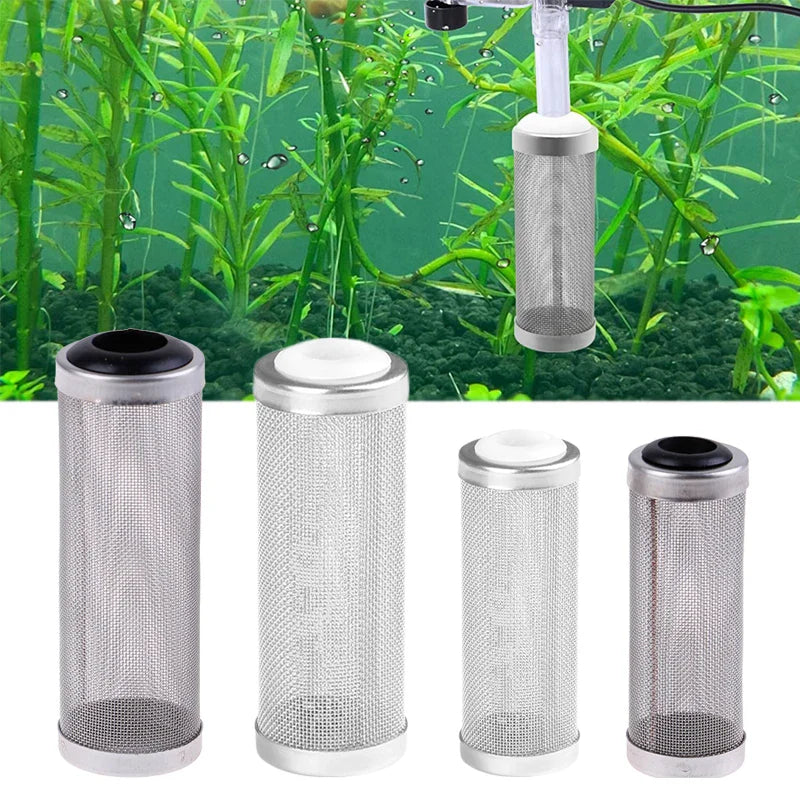 12/16mm Aquarium Inflow Inlet Filter – Stainless Steel Mesh Net Guard, Fish Tank Intake Strainer & Prefilter Cover
