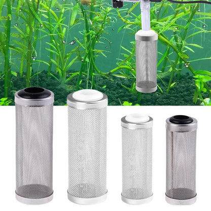 12/16mm Aquarium Inflow Inlet Filter – Stainless Steel Mesh Net Guard, Fish Tank Intake Strainer & Prefilter Cover