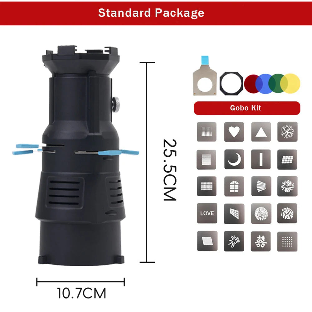 Focalize Conical Snoot Bowens Mount – Photography Condenser with Geometric Sheet Shapes, Gobo Filters & Gels