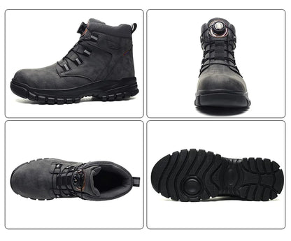2024 Fashion Waterproof Security Work Boots – Protective Leather, Anti-Smash & Anti-Puncture Industrial Safety Shoes