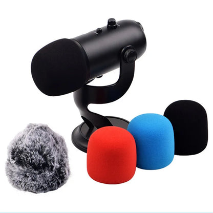 Foam & Furry Microphone Windscreen for Blue Yeti – Pop Filter Wind Muff for Yeti Pro Mic