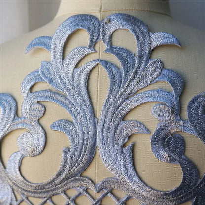 Silver Baroque Sequin Flower Applique – Embroidered Iron-On Patch for Wedding & DIY Crafts