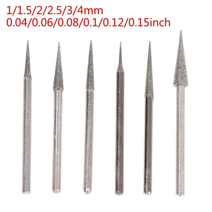 6Pcs Diamond Grinding Burr Set 1–4mm – 2.35mm Shank Engraving & Carving Needle Bits for Precision Tool Work