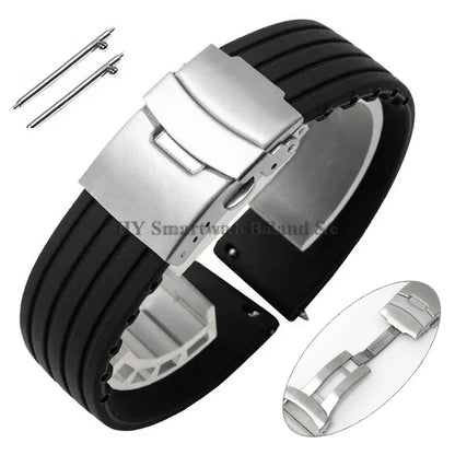 Quick Release Silicone Watch Strap 18–24mm – Sport Rubber Band for Huawei Watch GT2/3/4, Omega, Seiko, Fossil