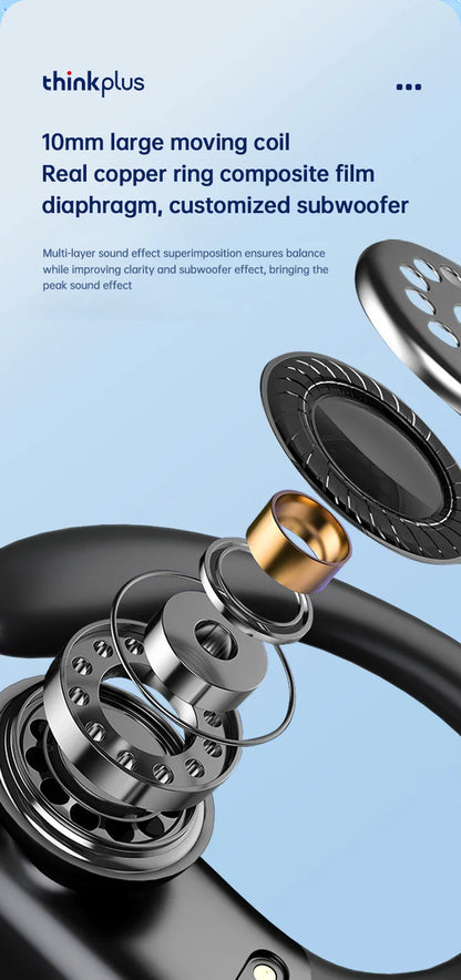 Lenovo XT80 Sports Wireless Earphones — TWS Bluetooth 5.3, HiFi Stereo, LED Power Display, Built-in Mic Headphones