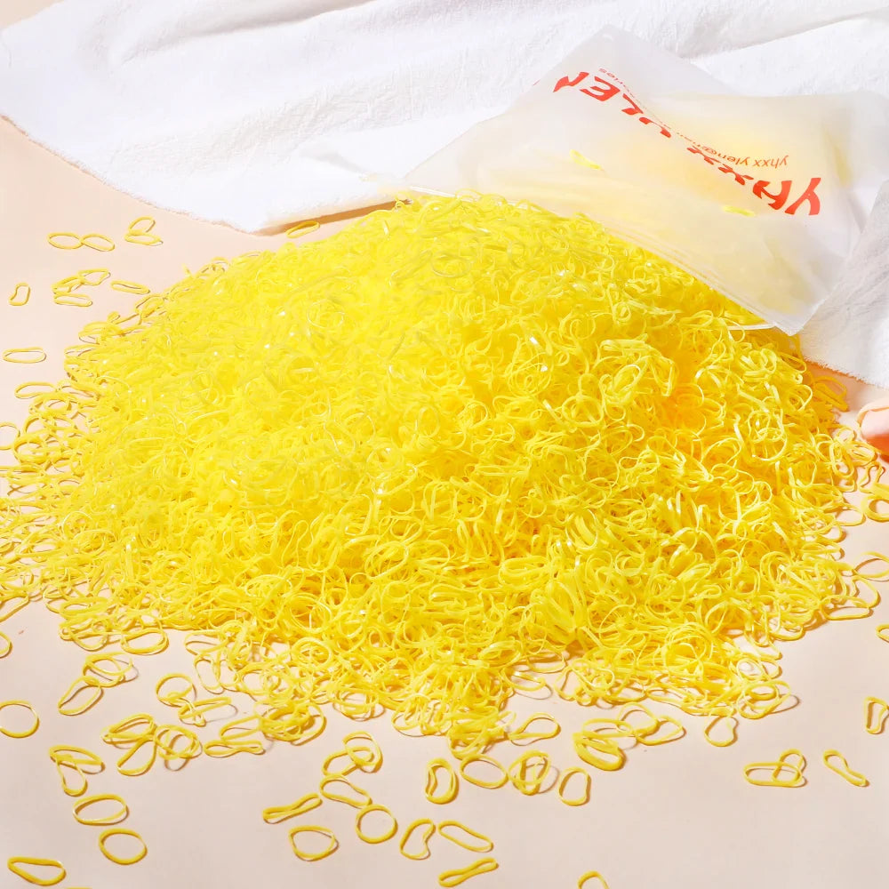 500/1000/2000PCS Colorful Disposable Rubber Hair Ties – Ponytail Holders for Girls & Kids Hair Accessories