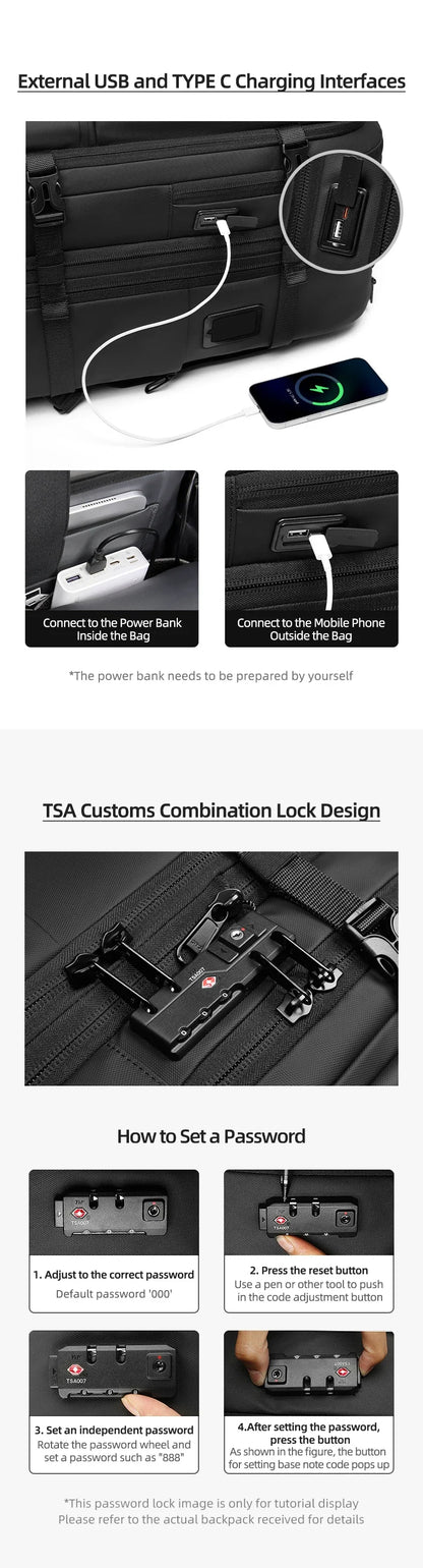 Travel Trolley Vacuum Compression Backpack — Wheeled Rolling Luggage Bag for Men, Boardable Business Travel