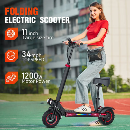 J11MAX Foldable Electric Scooter for Adults — 48V 1200W, 18Ah, 11" Off-Road Tires, Waterproof Smart E-Scooter