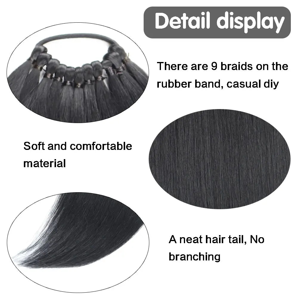 AZQUEEN 24-Inch Long Straight Ponytail Extension – Synthetic Fake Hairpiece for Women