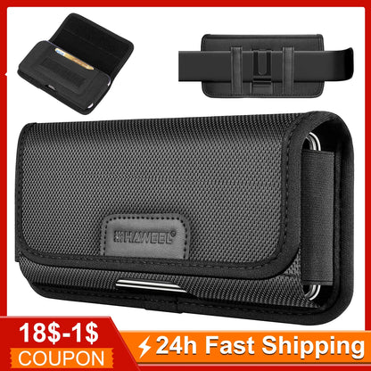 HAWEEL Nylon Phone Holster – Belt Clip Pouch for 4.7-6.8 Inch Cell Phones, Waist Bag for iPhone 15/13/12 & Samsung Galaxy