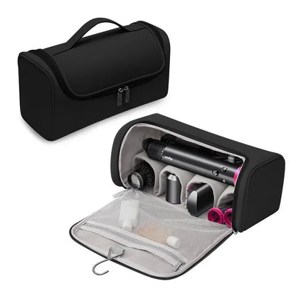 Portable Hair Dryer & Curling Iron Storage Bag – Waterproof, Large Capacity with Hideable Hanging Hook & Non-Slip Pouch