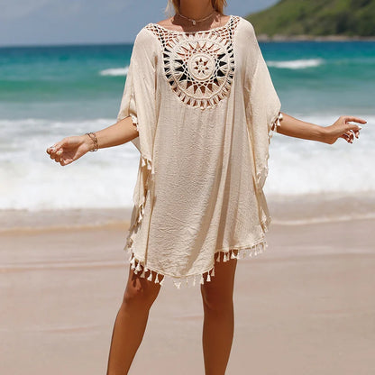 Women’s Crochet Bikini Cover Up Dress – Sexy Summer Beachwear Swimsuit Shirt Cover-Up