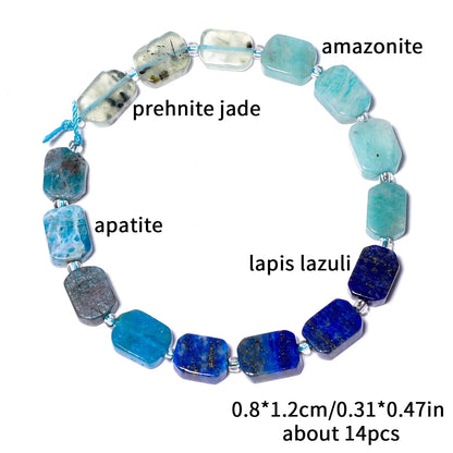 Natural Gemstone Rectangle Beads - 8x12mm Amethyst Citrine Lapis Lazuli Spacer Beads for DIY Jewelry Making & Bracelets